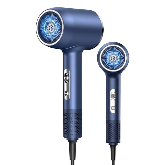 HighSpeed Ionic Blow Dryer with LCD Temperature Display, Adjustable Temp Portable Hair Dryer for Home Travel Salon Use, Twilight Blue