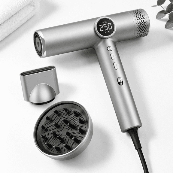 High-Speed Ionic Hair Dryer with Diffuser, 160000 RPM Brushless, Lightweight Travel Design