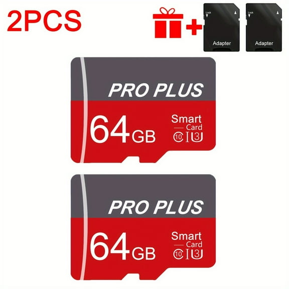 [High Speed Memory Card] 2pcs High Speed Memory Card 128GB 64GB 32GB 16GB 8GB 4GB 2GB 1GB with Adapter | U3 C10 A1 TF Card for Tablet/Camera/Phone/Car Audio - Real Capacity, Reject False Standards