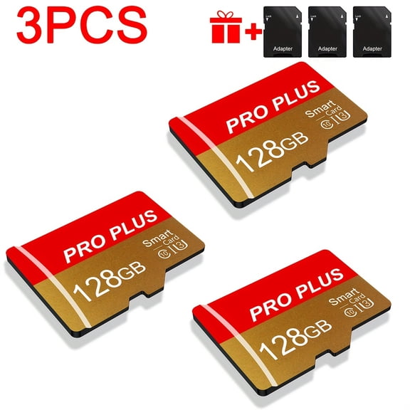 [High Speed Memory Card] 3pcs High Speed U3 C10 A1 Memory Card - 128GB 64GB 32GB with Adapter, for Tablet/Camera/Mobile Phone/Camera/Car Audio/Game Console