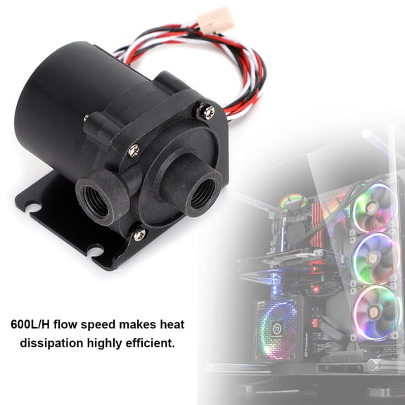 High,Speed PC Water Cooler Pump, 12V DC, 3600RPM, 4m Lift, 600L/H Flow, G1/4" Connector, Durable ABS