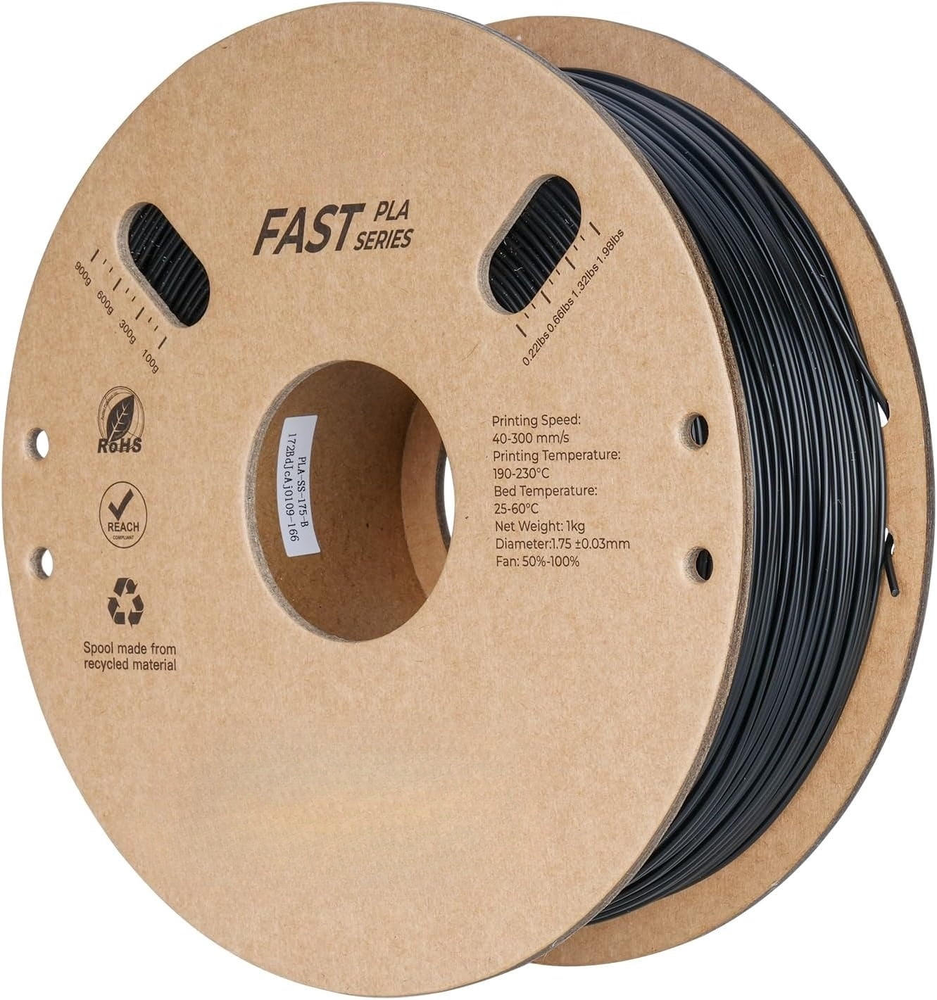 High Speed PLA 3D Printer Filament Bundle, 2Kg (Black & White) 1.75mm for 300mm/s Printing, No-Tangling & Clog-Free, Dimensional Accuracy +/- 0.02mm, Compatible with Most FDM Printers