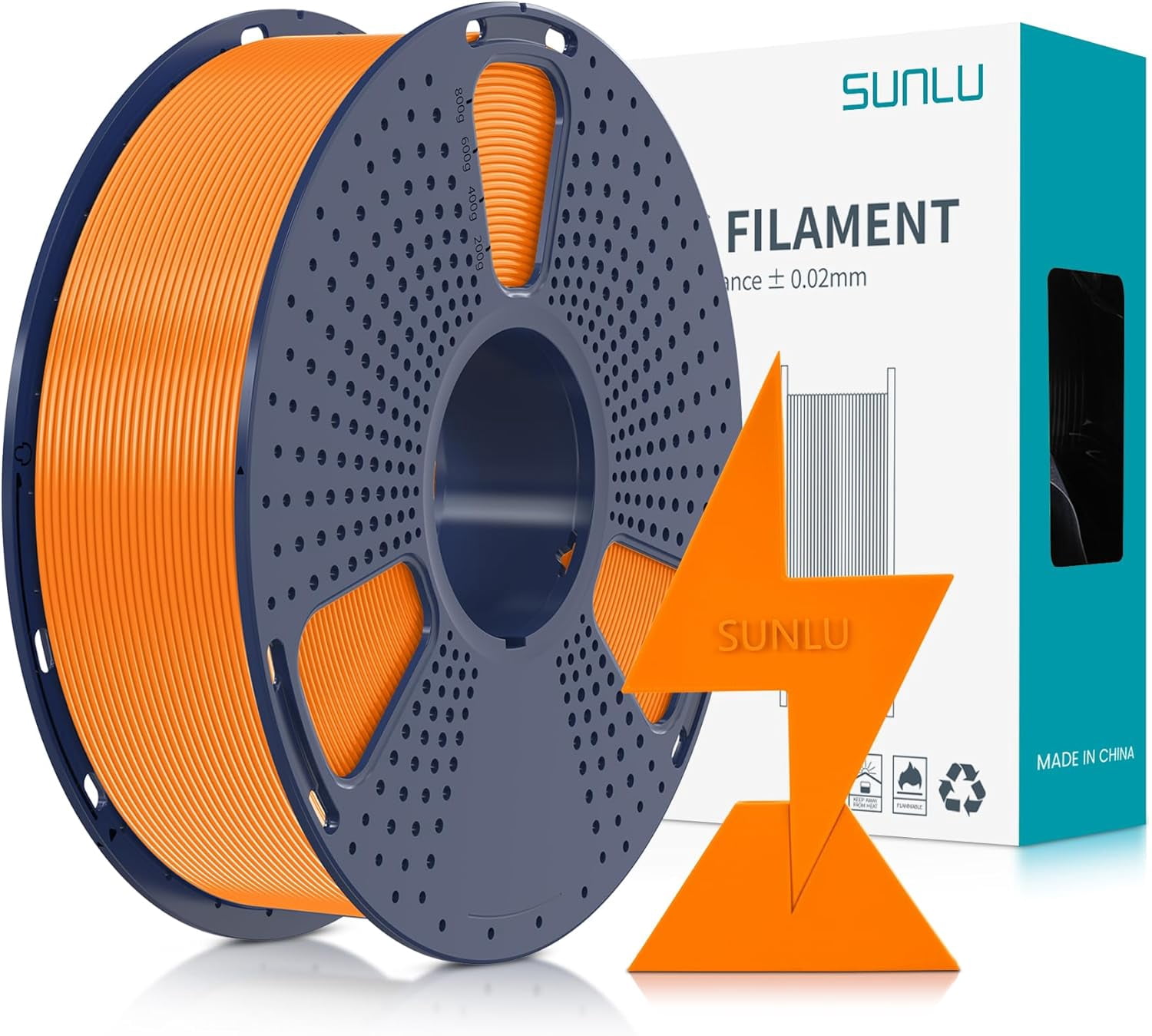 High Speed PLA Filament 1.75mm, 30mm/s - 600mm/s Print Range, High Flow Speedy 3D Printer PLA Filament, Designed for Fast Printing, Good for Fast Printing, 1KG Sunny Orange