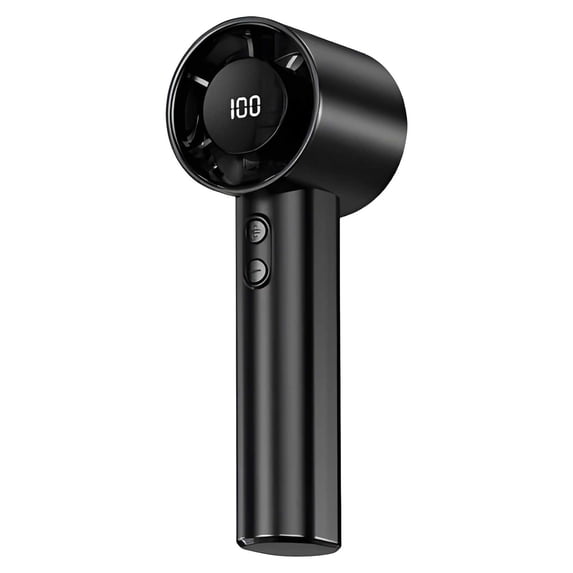 High-Speed Portable Handheld Fan, Digital Battery Display, USB-C Rechargeable, Adjustable Speed, Brushless Motor, ABS Housing, Outdoor, Travel, Commute Black