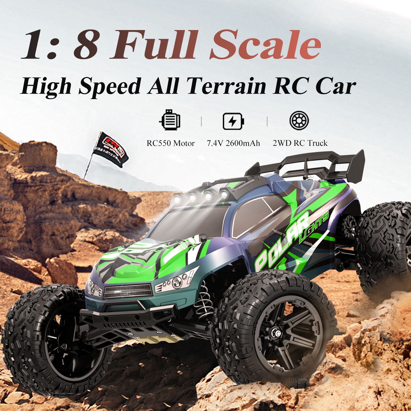 High Speed RC Car, 45KM/H, All Terrain 1:8 Off Road Vehicle
