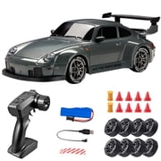 High-Speed RC Drift Car, 110 Scale 4WD Remote Control Racing Car with Extra Tires, Rechargeable Battery & LED Lights