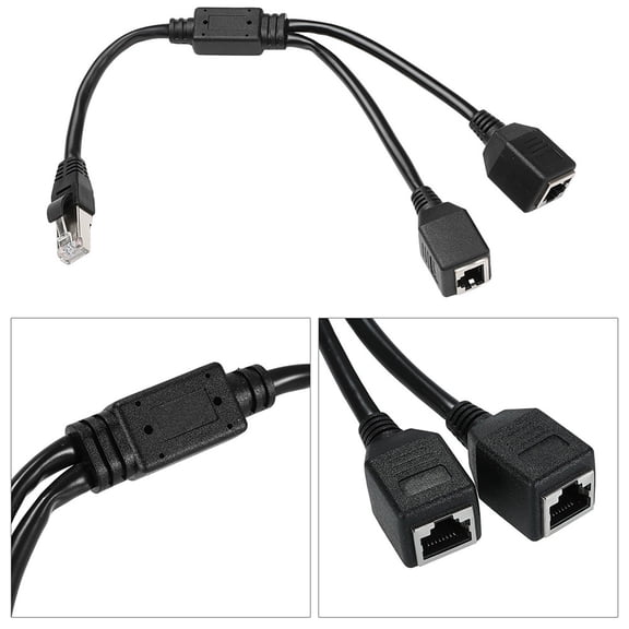 High-Speed RJ45 Network Splitter Adapter Cable, Male to 2 Female Port LAN Extension (9.45 inches / 24 cm) for Category 5 and Category 6 Ethernet