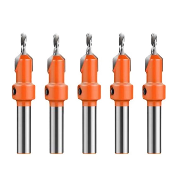 High Speed Steel Abrasion-resistant Woodworking Countersunk Bit-5 Pcs ( Blade Diameter 8mm) Chamfer Tool