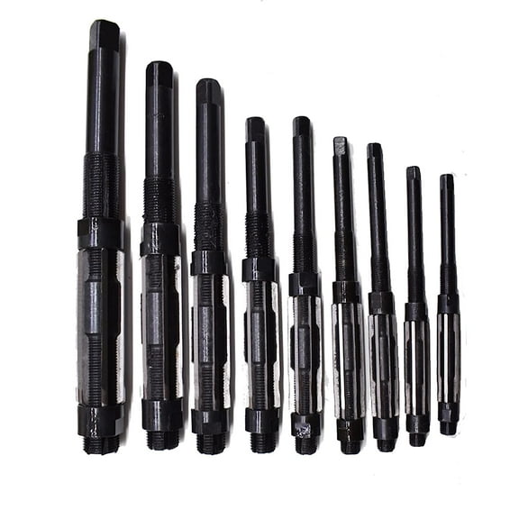High Speed Steel Adjustable Blade Reamers, 9Pcs Adjustable Hand Reamers H4-H12, 15/32 to 1-3/16, High Speed Steel Straight Flutes Milling Cutter Tool