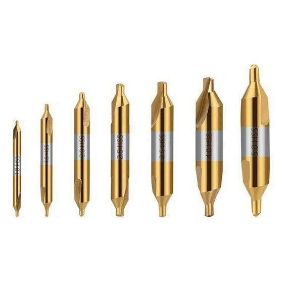 High-Speed Steel Center Drill 7-Piece Set 1.0mm 1.5mm 2.0mm 3.5mm 4.0mm 5.0mm for Lathe Metal Processing