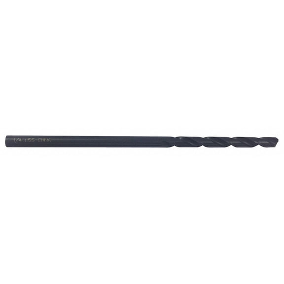 High Speed Steel Extra Long Drill Bit, 1/16", Black Oxide Finish