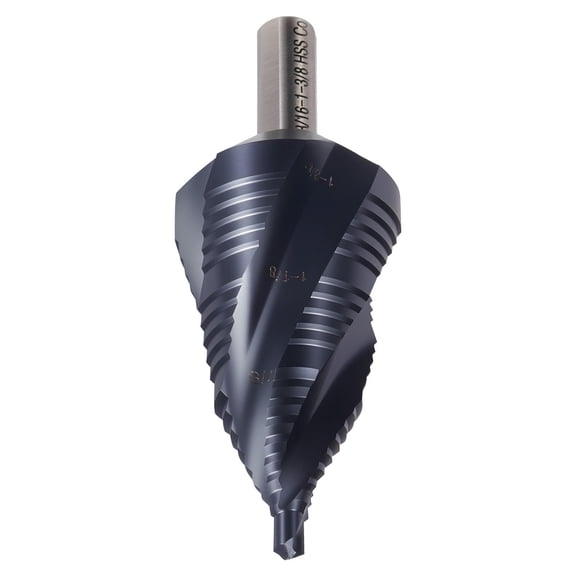 High Speed Steel Step Drill Bit,3/16" to 1-3/8" Range,TiAlN Coated for Drilling Metal,Stainless Steel,Wood,Plastic,and Aluminum