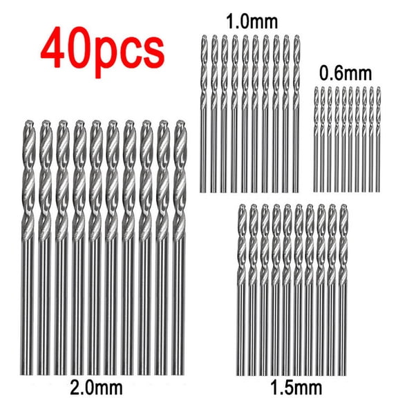High-Speed Steel Twist Drill Bit Set for Metal Woodworking and Plastic, 40 Pack 0.6 to 2 mm Coated Titanium Drill Bits for Hardware, High Speed Drill Bit Set for Home Improvement and DIY Projects