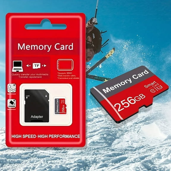 High-Speed TF Memory Card With Adapter - 256GB | A1 C10 Class For Tablets, Cameras, Phones, Laptops, PCs, Car Audio & Gaming Consoles