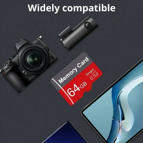 High-Speed TF Memory Card With Adapter - 64GB | A1 C10 Class For Tablets, Cameras, Phones, Laptops, PCs, Car Audio & Gaming Consoles