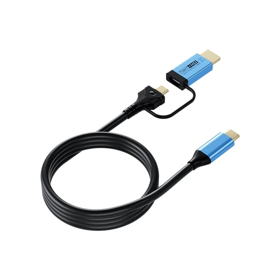 High-Speed TYPE-C to TYPE-C and HD2.0 Adapter Cable 1.8M / 5.91 ft 4K 60HZ Aluminum Shell Data Transfer Video Signal Display Converter Cord for Home Office