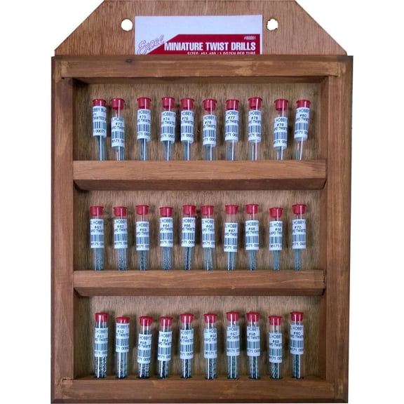 Excel Blades High Speed Twist Drill Display Set – 360 Pieces, Sizes #51 to #80 with Wooden Wall-Mountable Organizer