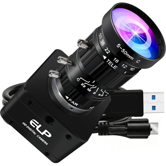 High Speed USB Zoom Camera, 1080P/230fps, 4K/60fps, 12MP/30fps, USB3.0/2.0 Manual Focus Lightburn Cameras for Windows, Linux, Mac, Pi, Fast Frame 5-50mm 10X IMX577 Webcam PC Jetson Nano