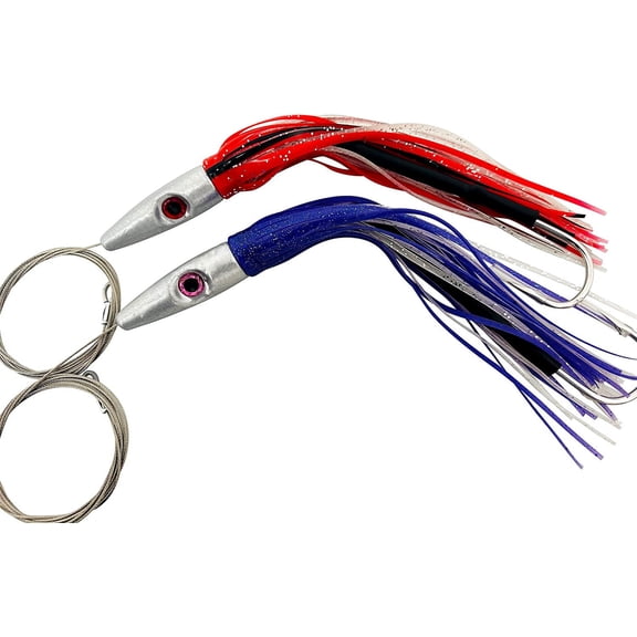 High Speed Wahoo Lures 2 Pack Fully Rigged 6 Ft 280 LBS SS Leader + Bag