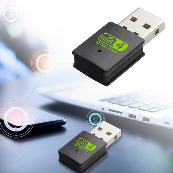 High Speed Wireless LAN Adapter with 300Mbps Receiver for Computer Desktop and Laptop Plug and Play Connectivity