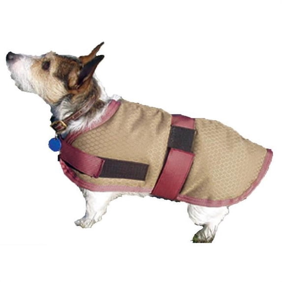 High Spirit 267BG30 30 in. Waterproof Insulated Dog Coat, Tan & Burgundy