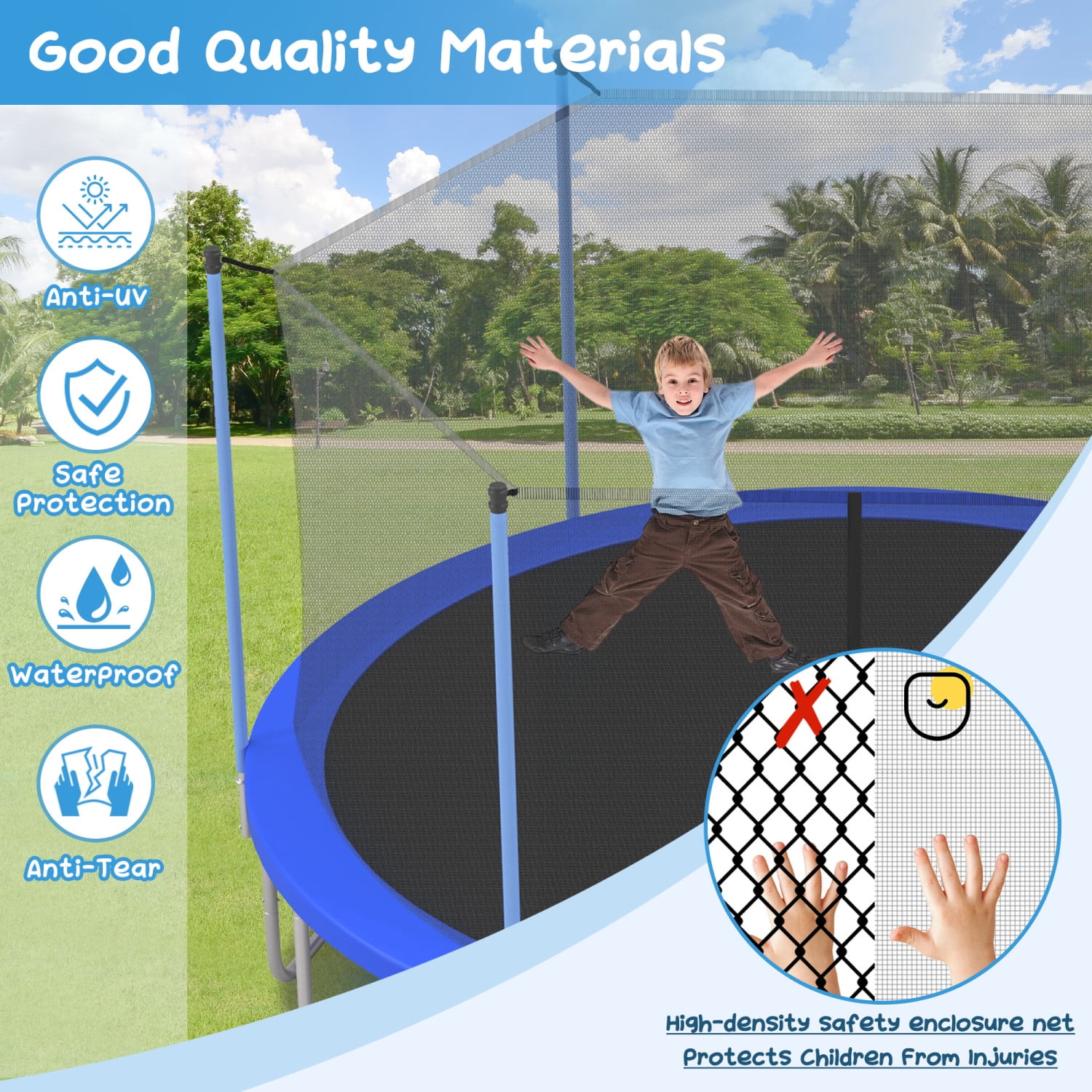 High Stability 14FT Recreational Trampoline for Kids with Safety Inner