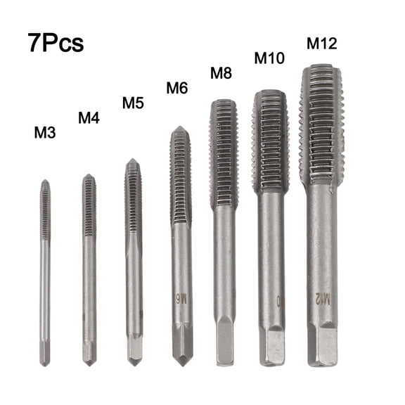 High Steel Metric Straight Fluted Screw Thread Tap Drill Bits Set M3/M4 M5 M6 M8 M10 HSS Machine Threading Tool Kit for Stainless Steel Processing Auto Repair Workshop Equipment 7 Pieces
