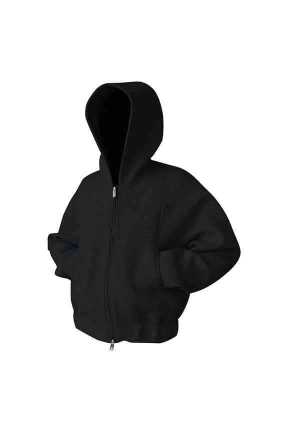 High Street Double Zipper Hoodie Casual Sports Jacket For Young Adults Stylish Comfortable Fall Winter Outerwear Men's Fuzzy Sherpa Hoodie Heavyweight Jacket Zip Up Hooded Coat