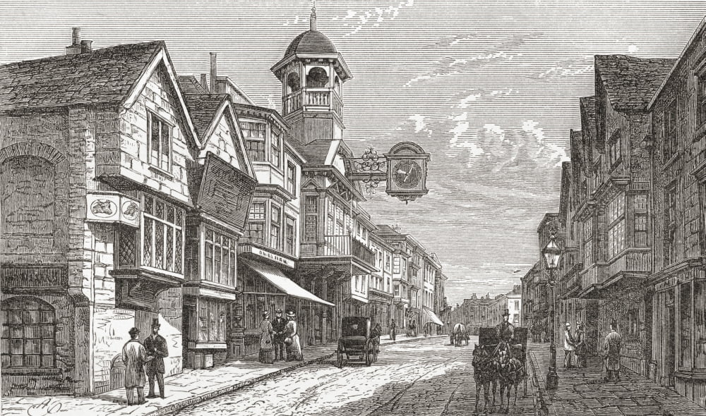 High Street Guildford Surrey England In The Late 19Th Century From Our Own Country Published 1898 Canvas Art - Ken Welsh Design Pics (19 x 11)