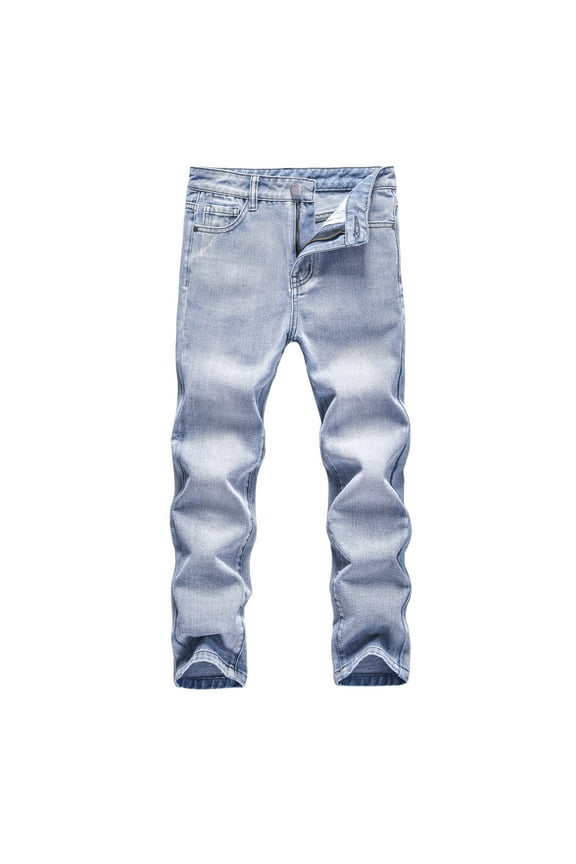 High Street Korean Style Boys Casual Denim Pants Elastic Waist Comfortable Durable Trousers for Kids Spring Autumn Daily Wear