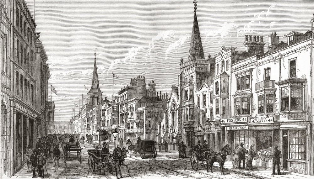 High Street Southampton Hampshire England In The Late 19Th Century From Our Own Country Published 1898 Canvas Art - Ken Welsh Design Pics (19 x 11)