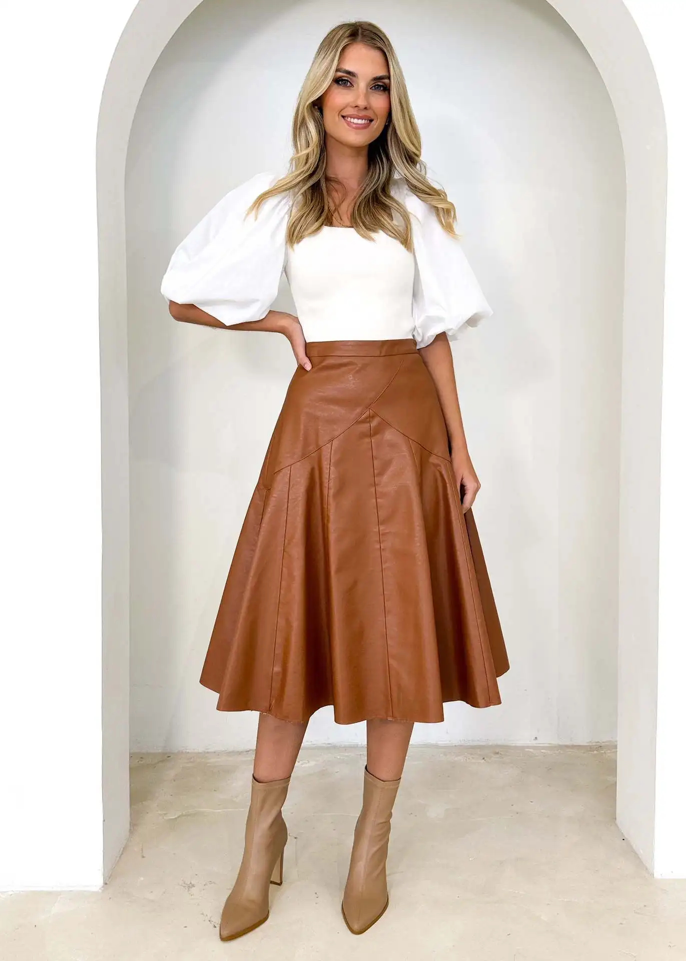 Faux leather skirt for work clearance