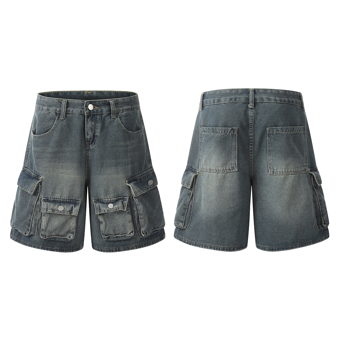 Men's Washed Wide Leg Denim Shorts main image 1