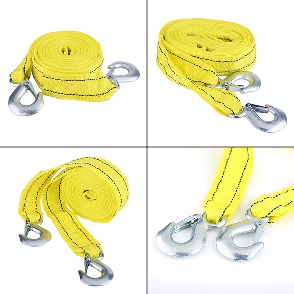High,Strength 5T Tow Strap, 4.5cm Wide Nylon Rope W/ Hooks For Cars, ATVs  Emergency Roadside