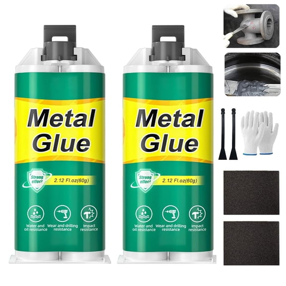 High-Strength AB Metal Repair Glue, Metal Casting Repair Glue, Metal Foundry Glue Set, Strong Foundry Glues, Metal Glue Heavy Duty Waterproof, Fast Curing & Heat Resistant (2Pcs/Gray)