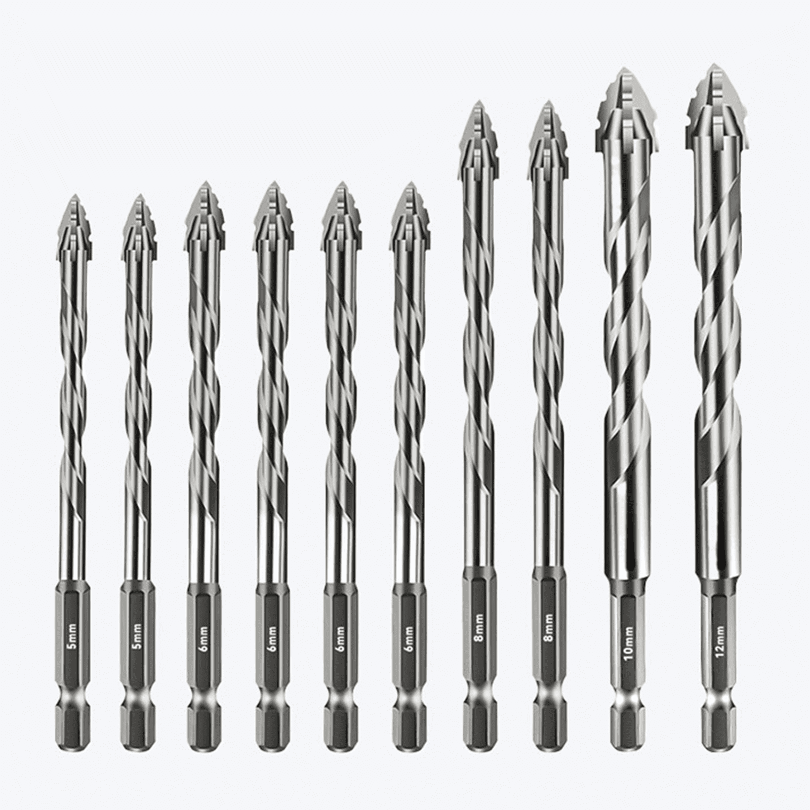 High Strength Four-Edge Serrated Eccentric Cross Drill Bit Suitable For Tiles Concrete Cast Iron Glass Wood Various Diameter Sets