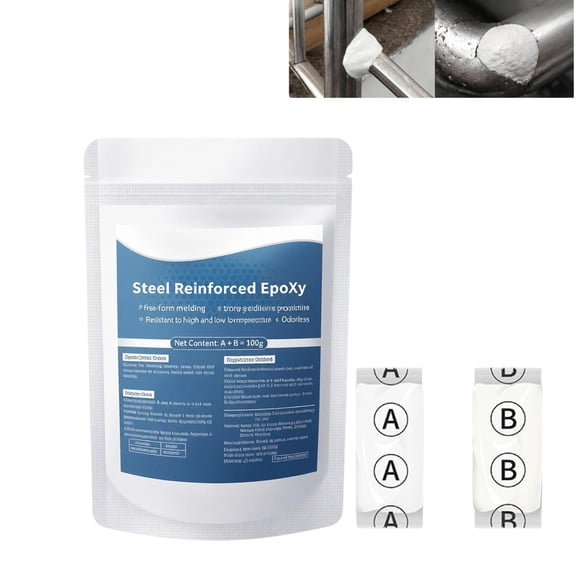 High Strength Multi-Purpose Epoxy Repair Putty 100g AB Clay, Steel Reinforced Waterproof Adhesive for Metal Plastic Wood Glass Ceramic Surface Restoration