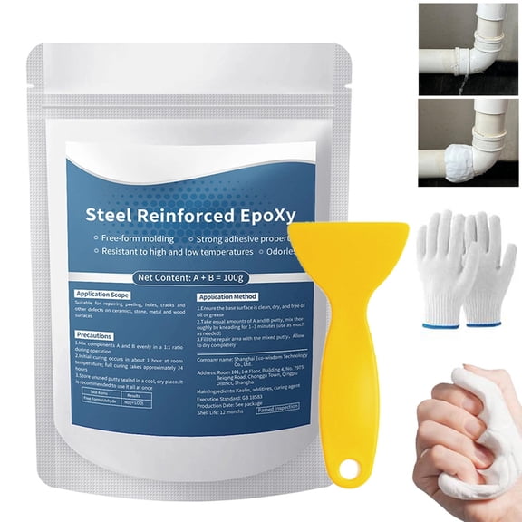 High-Strength Multi-Purpose Repair Clay, 100g Strong Clay Iron Adhesive, Waterproof Heat-Resistant Epoxy Putty Repair Kit, Fast Repair Ab Epoxy Putty for Repairing, Filling Cracks Holes (1Pc)