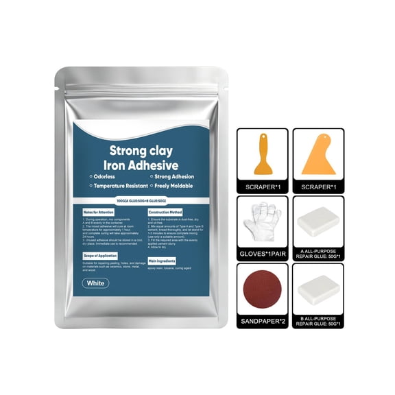 High-Strength Multi-Purpose Repair Clay, High-Strength Multi-Purpose Repair Putty, Strong Clay Iron Adhesive, All Purpose Pool Clay for Bonding Plastic Metal Ceramic Wood Tile Glass