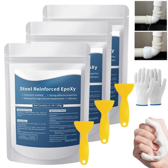 High-Strength Multi-Purpose Repair Clay & Putty, Strong Clay Iron Adhesive for Metal Wood Ceramic Stone Tile and Plastic, Filling Cracks Holes and Surface Repairs (3Pcs)