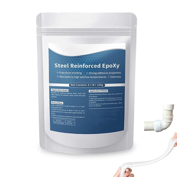 High-Strength Multi-Purpose Repair Clay, Steel Reinforced Epoxy, Fast-Setting Hand-Mix Putty for Cracks, Holes, Leaks, DIY
