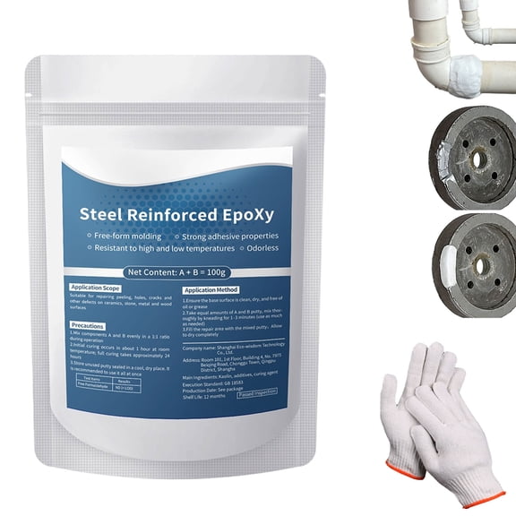 High-Strength Multi-Purpose Repair Clay, Steel Reinforced Epoxy Putty, Strong Clay Iron Adhesive for Bonding Filling and Repairing Metal Wood Plastic Ceramic Tile and Glass,1Set