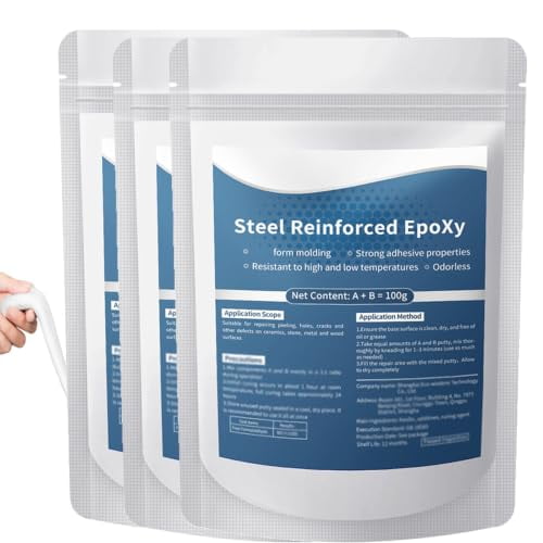 High-Strength Multi-Purpose Repair Clay, Steel Reinforced Epoxy Putty for Bonding Metal, Plastic, Wood, Tiles, Glass, Ceramics, 100g (3 Pcs)