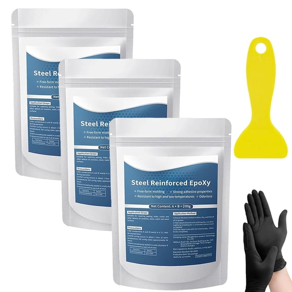 High-Strength Multi-Purpose Repair Clay, Strong Clay Iron Adhesive for Metal, Ceramic, Wood & Plastic, Heat-Resistant Waterproof Steel Reinforced Epoxy Putty for Home, Auto, Pipe Repair，100g：1