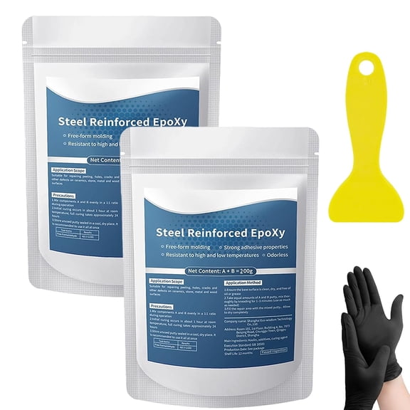 High-Strength Multi-Purpose Repair Clay, Strong Clay Iron Adhesive for Metal, Ceramic, Wood & Plastic, Heat-Resistant Waterproof Steel Reinforced Epoxy Putty for Home, Auto, Pipe Repair,100g:1