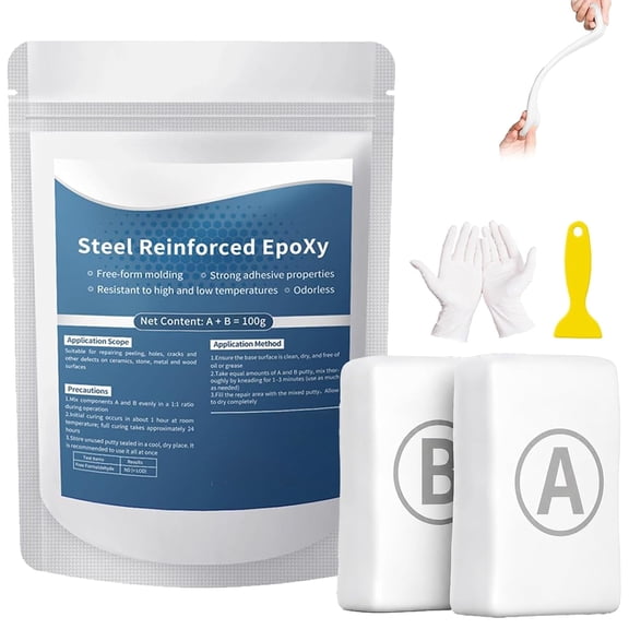 High-Strength Multi-Purpose Repair Clay，Strong Clay Iron Adhesive,Steel Reinforced Epoxy Putty,,for Metal Wood Tile Ceramics for Bonding Repairing Sculpting (1Set)