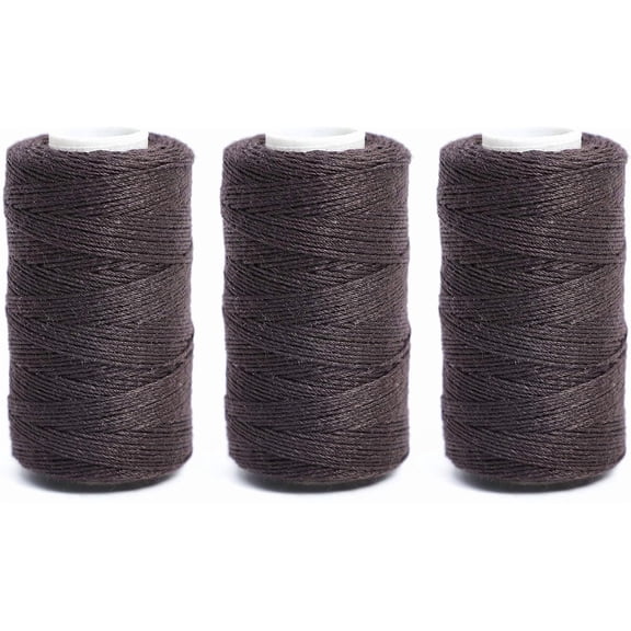 High Strength Polyester Thread for Upholstery, Outdoor Market, Drapery, Beading, Purses, Leather, Hair Weave , Hair Extensions, Wig DIY Project 3 Rolls (3 Thread, Brown)
