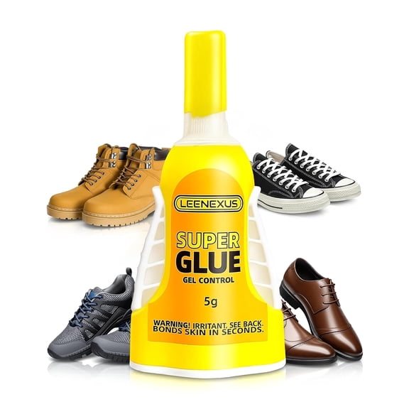 High Strength & Precision Control for Shoes 5g Gel CA Glue with Micro-Anchor Tech, Clear Waterproof Bond Rubber Soles, Leather, Plastic Metal Repairs, Quick Dry Mess Free