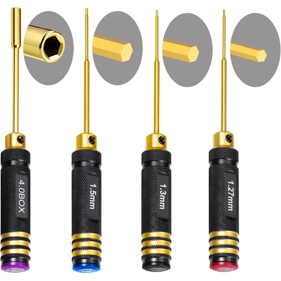 High-Strength Titanium Hex Screwdriver Set 4Pcs with Various Sizes for RC Tools