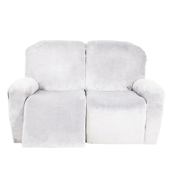 High Stretch 1 2 3 Seater Recliner Chair Cover, Velvet Sofa Slipcover for Reclining Sofa Cats Dogs Furniture Protector Reclining Couch Covers,Washable-white-Loveseat (6 PCS)
